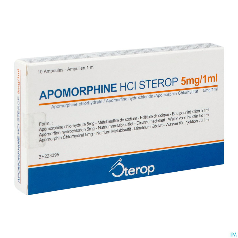Apomorphine hcl amp 10x 5mg/1ml