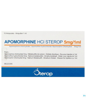 Apomorphine hcl amp 10x 5mg/1ml