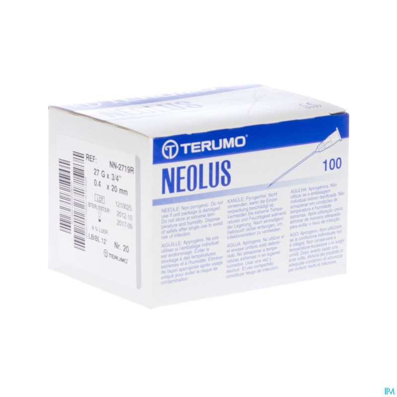 Terumo aiguille neolus 27g 3/4 rb gris    100