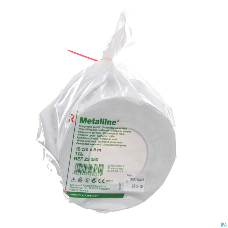 Metalline compresse n/st rouleau 10cmx5m    23080