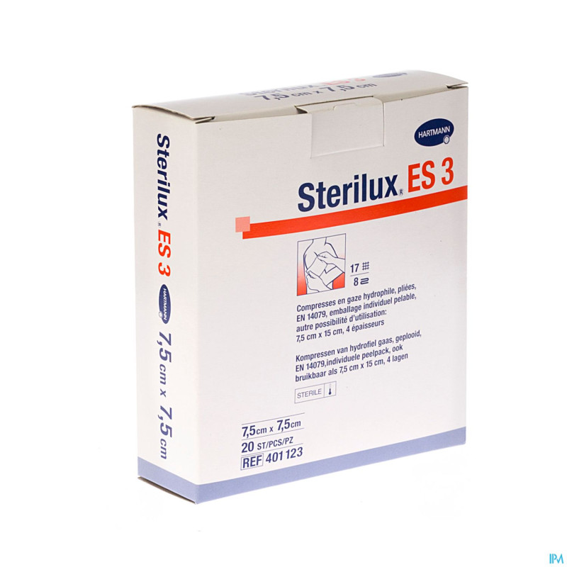 Sterilux es3 cp ster 8pl 7,5x7,5cm 20 2050171