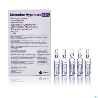 Marcaine 0,5% hyperbare amp inj 5x4ml