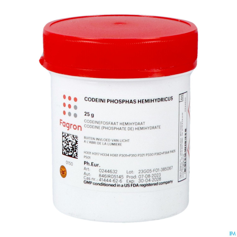 Codeine phosphate hemihydrate  25g fag