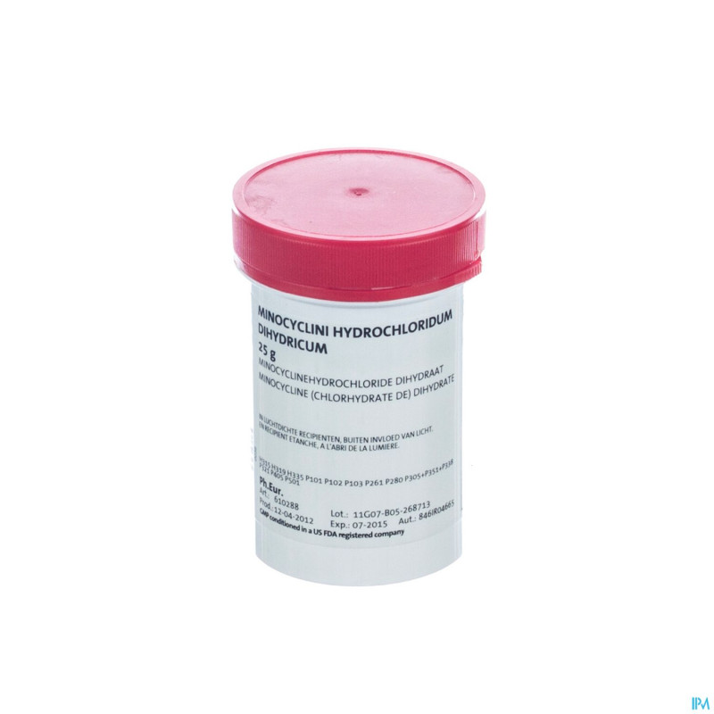 Minocycline hcl dihydrate   25g fag