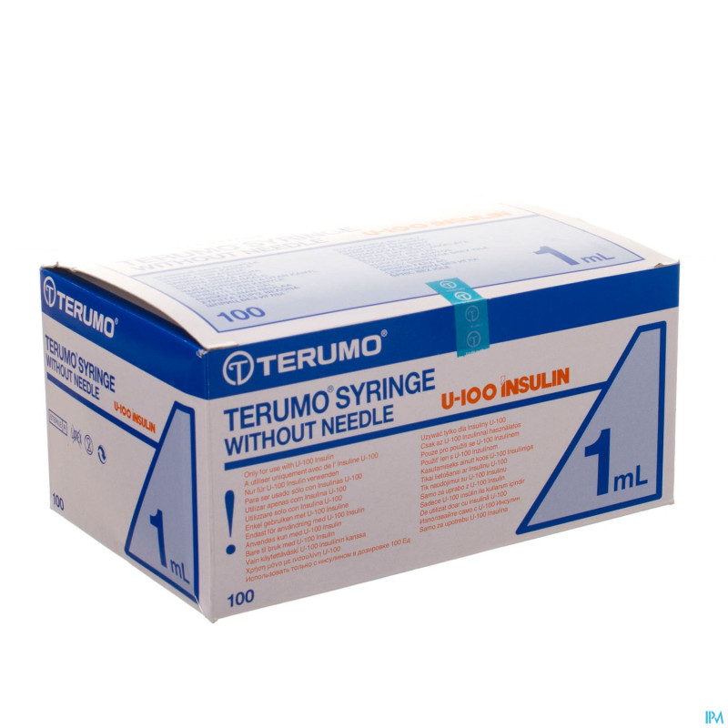 Terumo seringue insuline sans aiguille 1ml 100