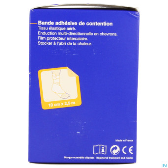 Biplast bande contention adh blanc 10cmx2,5m 1