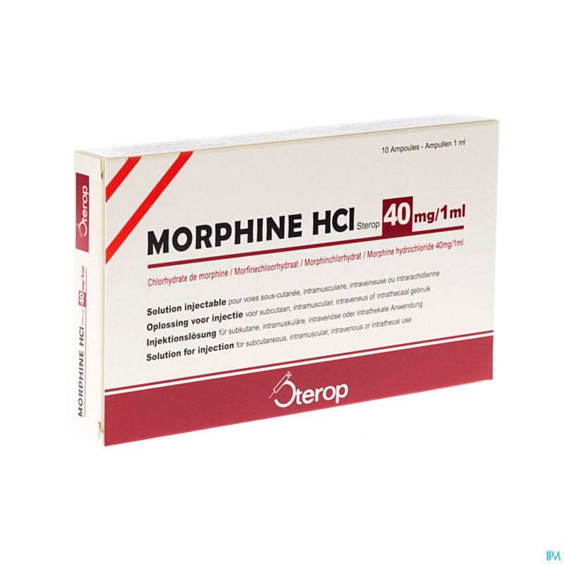 Morphine hcl amp  10 x 40mg/1ml