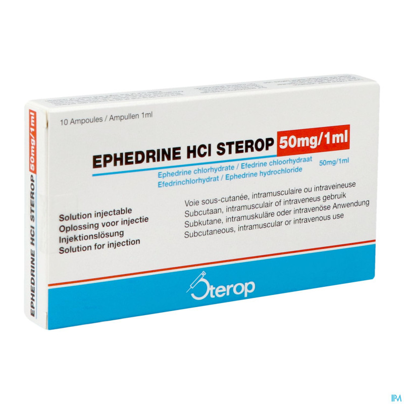 Ephedrine hcl    amp  10 x 50mg/1ml