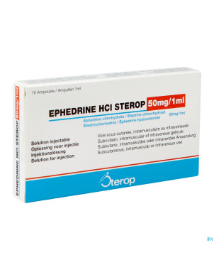 Ephedrine hcl    amp  10 x 50mg/1ml