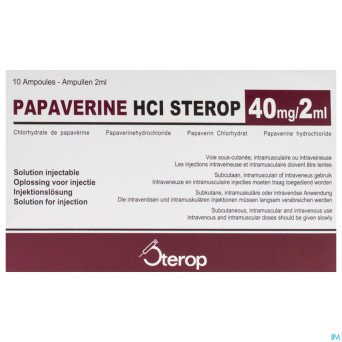 Papaverine hcl  amp  10 x  40mg/2ml