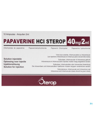 Papaverine hcl  amp  10 x  40mg/2ml
