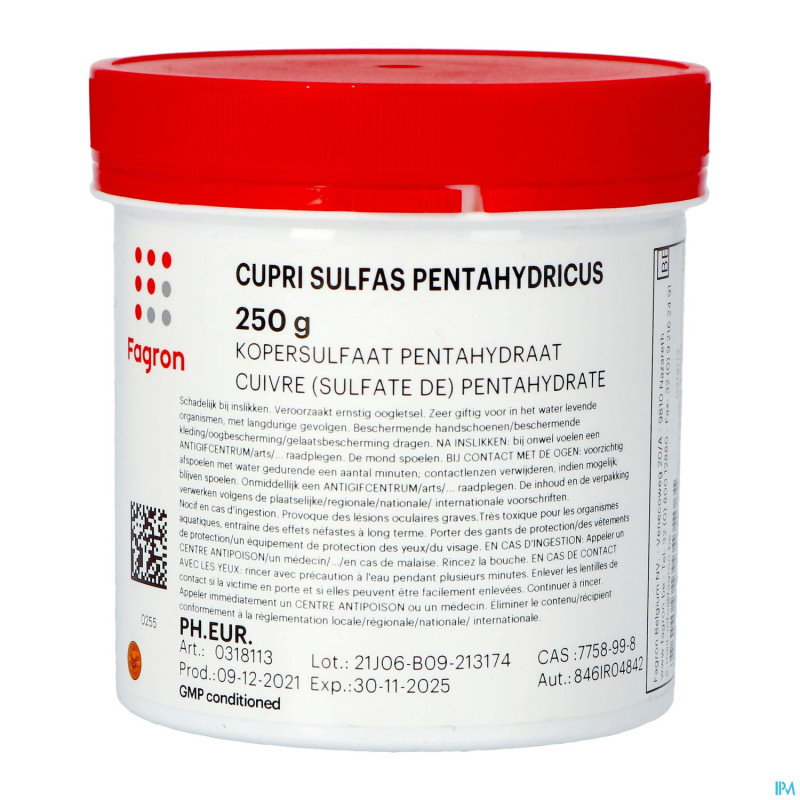 Cuivre ii sulfate 5 aqua   250g fag
