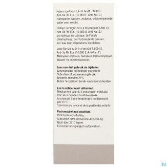 Fraxiparine ser 10 x 0,4 ml 3800 ui axa