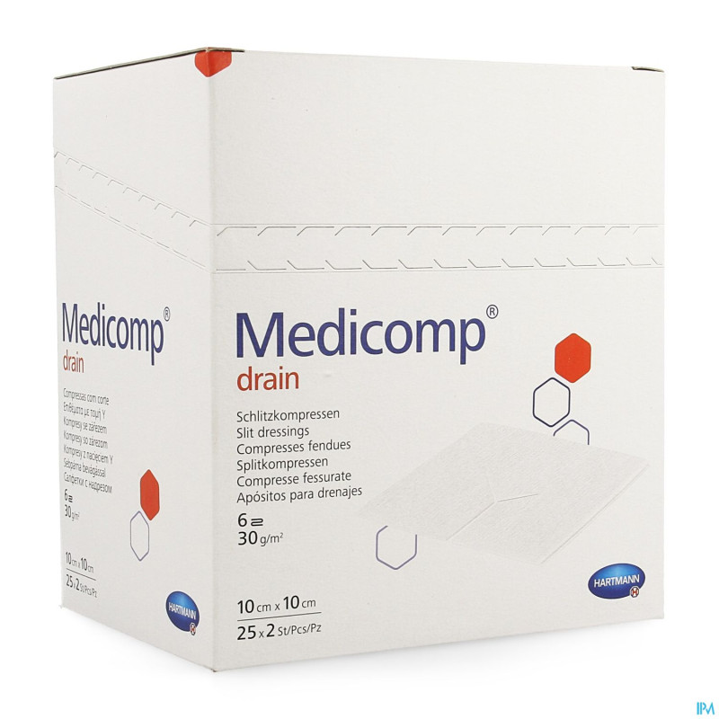 Medicomp drain cp ster    10x10cm 25x2 4215356