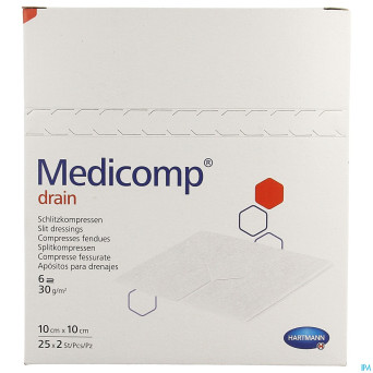 Medicomp drain cp ster    10x10cm 25x2 4215356
