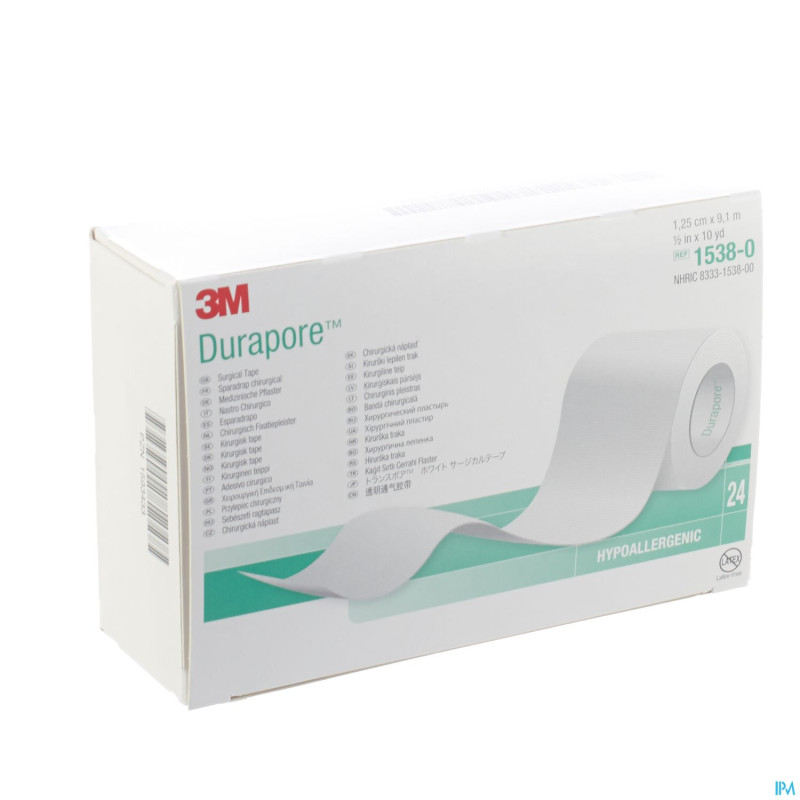 Durapore 3m sparadrap soie synth.12mmx9m 24 1538/0