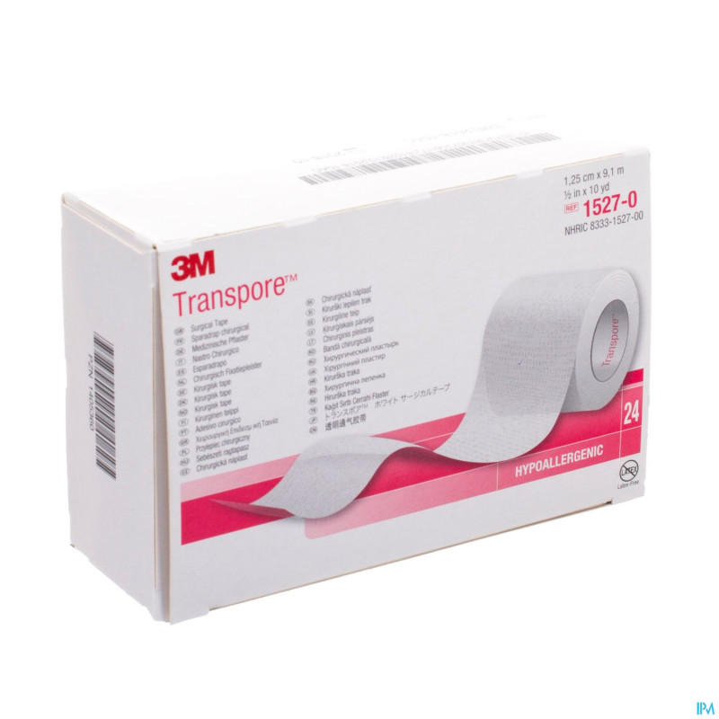 Transpore 3m sparadrap el.transp 12mmx9m 24 1527/0