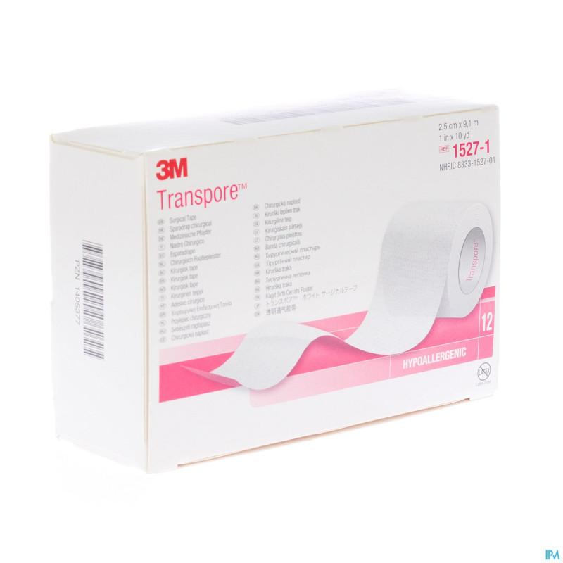 Transpore 3m sparadrap el.transp 25mmx9m 12 1527/1