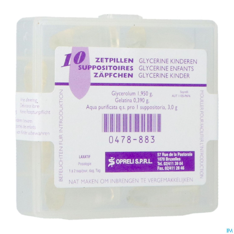 Glycerine sopreli supp inf  10
