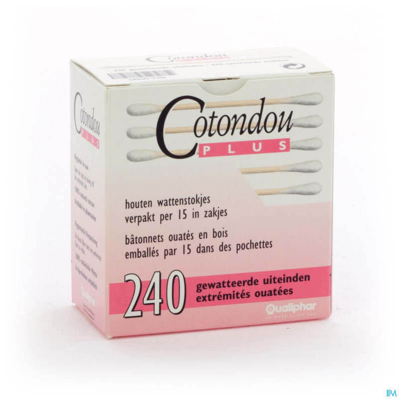 Cotondou plus batonnets ouate bois    120