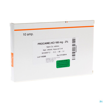 Procaine hcl sterop 2% amp  10 x 100mg/ 5ml