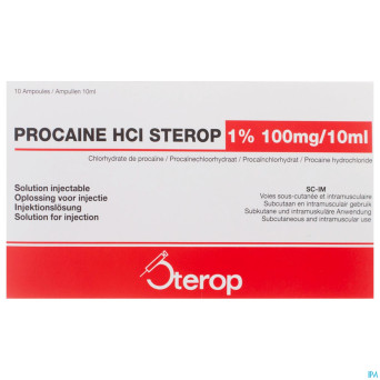 Procaine hcl sterop 1% amp  10 x 100mg/10ml