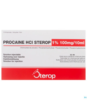 Procaine hcl sterop 1% amp  10 x 100mg/10ml