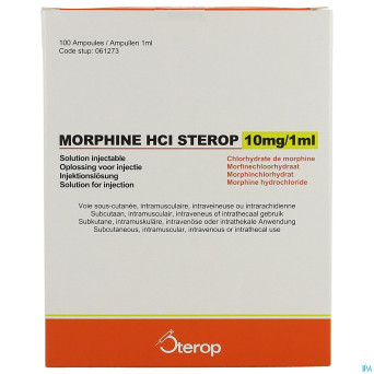 Morphine sterop hcl amp 100 x 10mg/1ml s/c