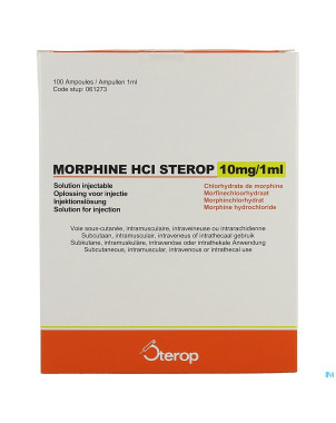 Morphine sterop hcl amp 100 x 10mg/1ml s/c