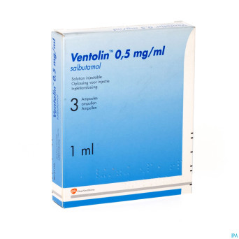 Ventolin amp inj 3 x 0,5 mg/1 ml