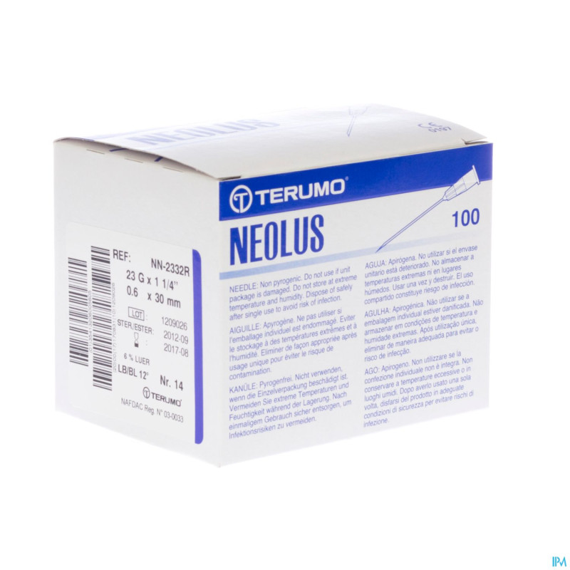 Terumo aiguille neolus 23g 1 1/4 rb bleu  100