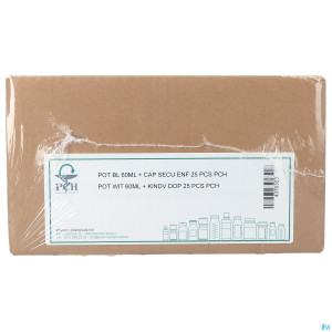 Pot bl 60ml + cap secu enf 25 pch