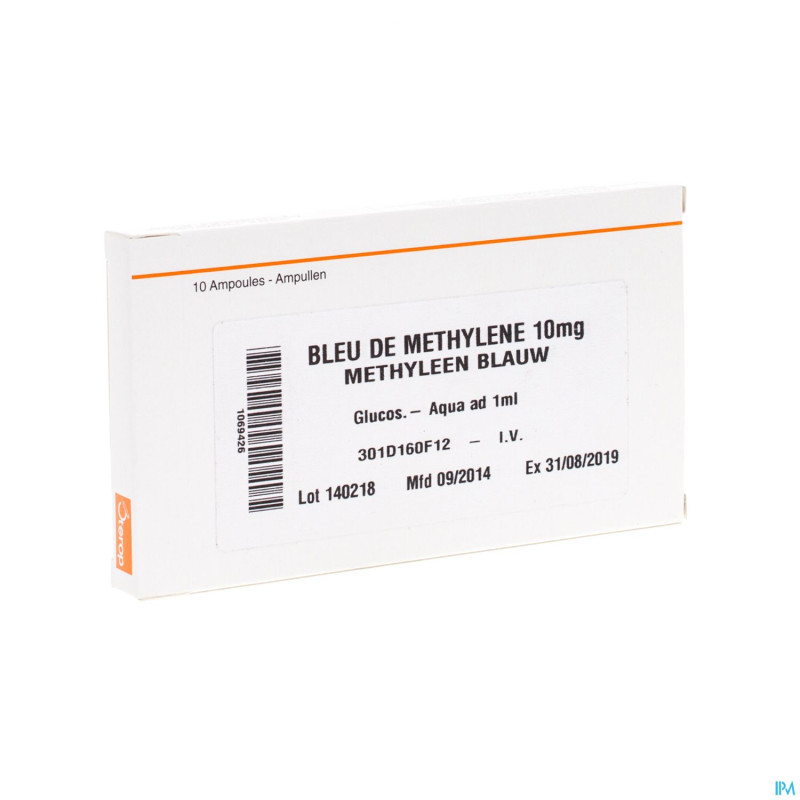 Bleu methylene iv amp  10x 10mg/1ml