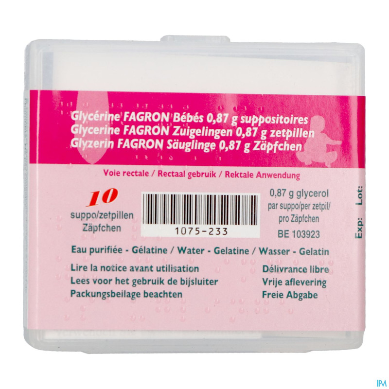 Glycerine suppo bb    10 fag