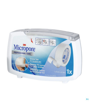 Micropore 3m 12,5mmx9,1m nouv.derouleur   1530p-0d