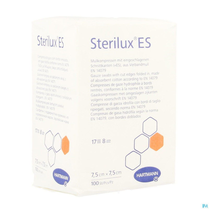 Sterilux es cp n/st  8pl  7,5x 7,5cm   100 4188029