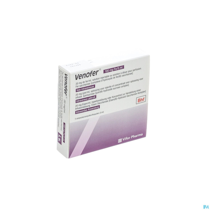 Venofer 20mg/ml sol perf et inj 5ml amp 5