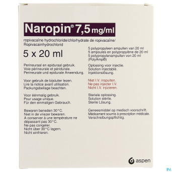 Naropin  7,5mg/ml amp  5x 20ml