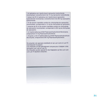 Naropin 10,0mg/ml amp  5x 20ml