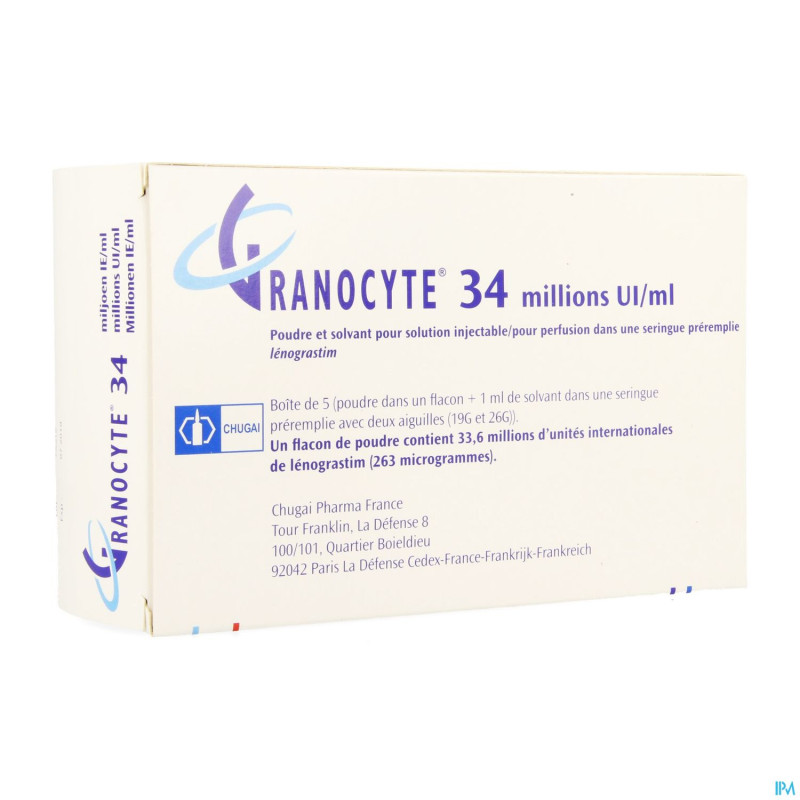 Granocyte  34 5fl sc/iv 33,6m.ui/ie
