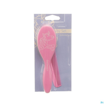 Appeg brosse+peigne pure soie rose