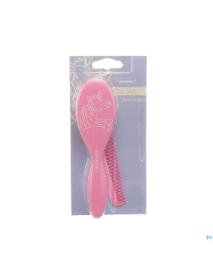 Appeg brosse+peigne pure soie rose