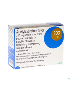 Acetylcysteine teva 200mg pdr sach 30 x 200mg