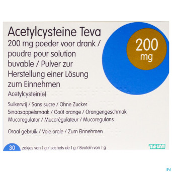 Acetylcysteine teva 200mg pdr sach 30 x 200mg