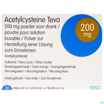 Acetylcysteine teva 200mg pdr sach 30 x 200mg