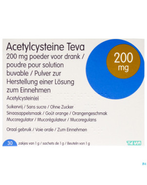 Acetylcysteine teva 200mg pdr sach 30 x 200mg