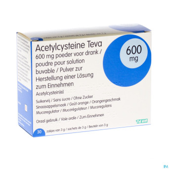 Acetylcysteine teva 600mg pdr sach 30 x 600mg