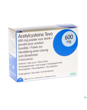 Acetylcysteine teva 600mg pdr sach 30 x 600mg