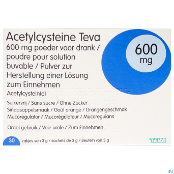 Acetylcysteine teva 600mg pdr sach 30 x 600mg