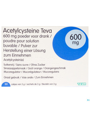 Acetylcysteine teva 600mg pdr sach 30 x 600mg